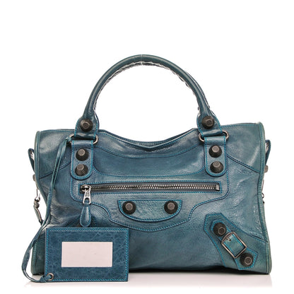 Balenciaga Chevre Giant 21 Gunmetal Hardware City Neiman Marcus LE Bleu 1 of 7