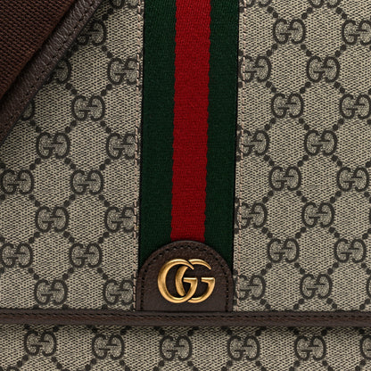 Gucci Tender GG Supreme Monogram Textured Dollar Calfskin Ophidia Messenger Bag Beige Ebony Dark Brown 7 of 9