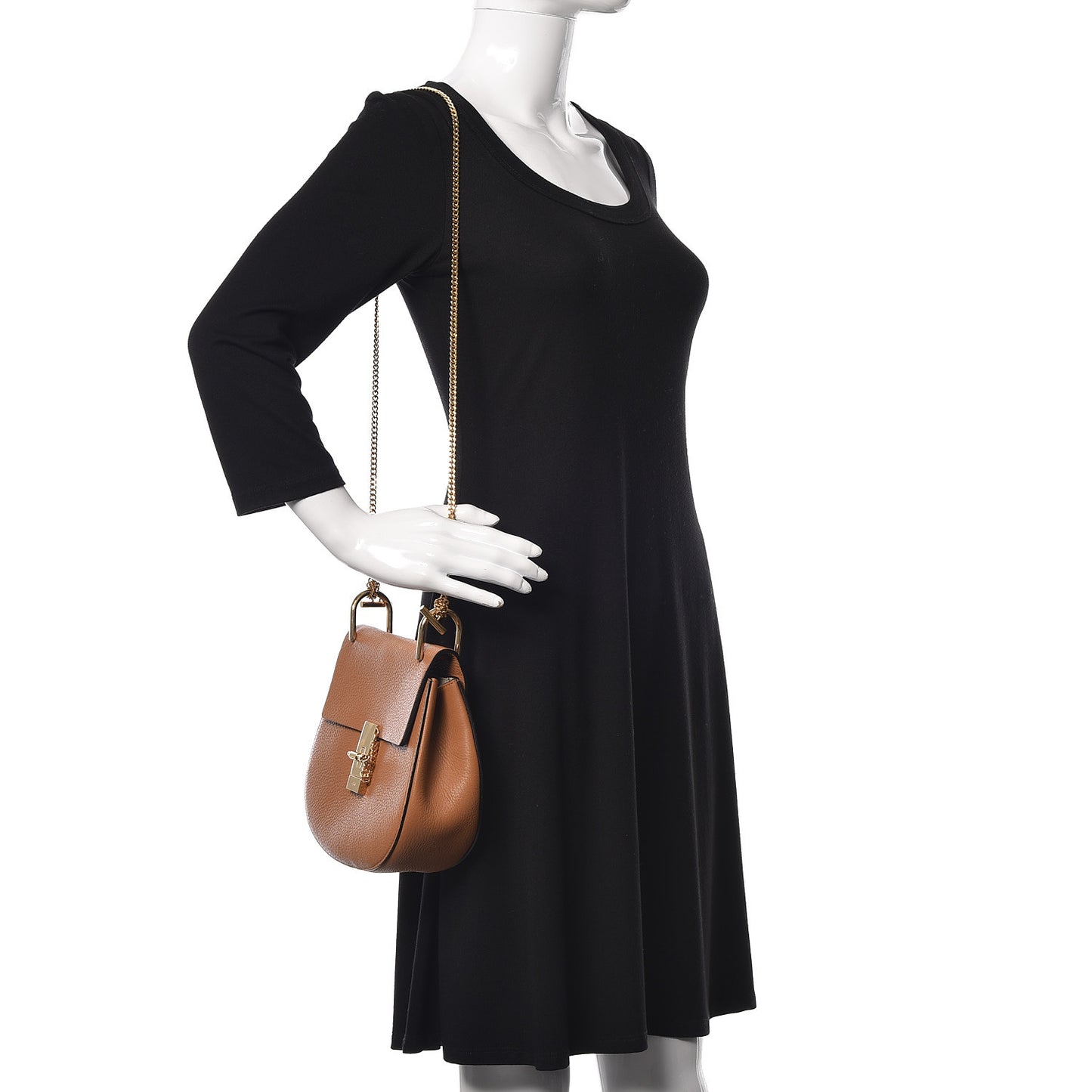 Grained Lambskin Drew Shoulder Bag Gingerbread