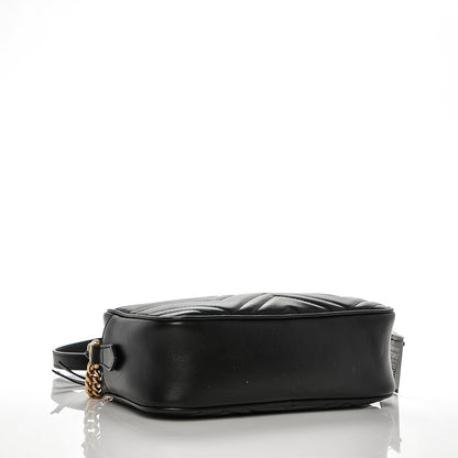 Gucci Calfskin Matelasse Small GG Marmont Chain Shoulder Bag Black 4 of 6