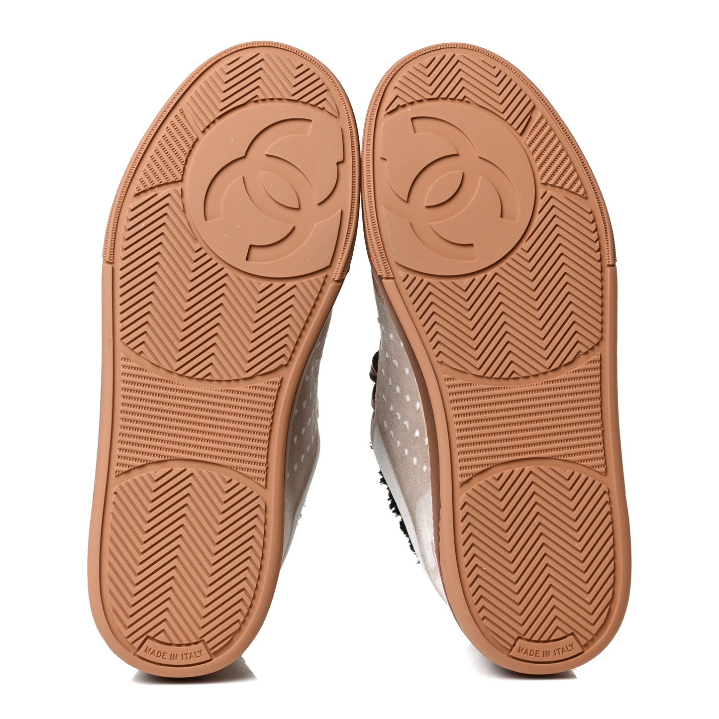 Fabric Suede Calfskin Logo Sneakers 36 Light Beige