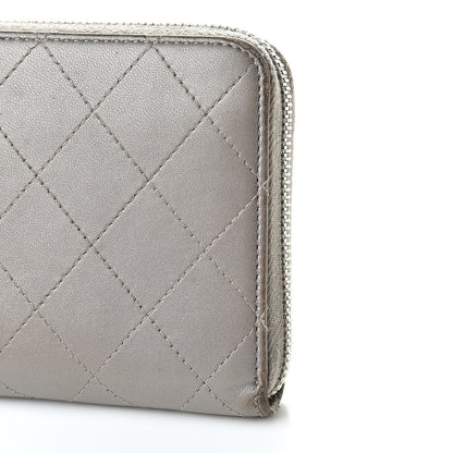 Chanel Calfskin Resin Stitched Zip Around Wallet Grey 15 of 17