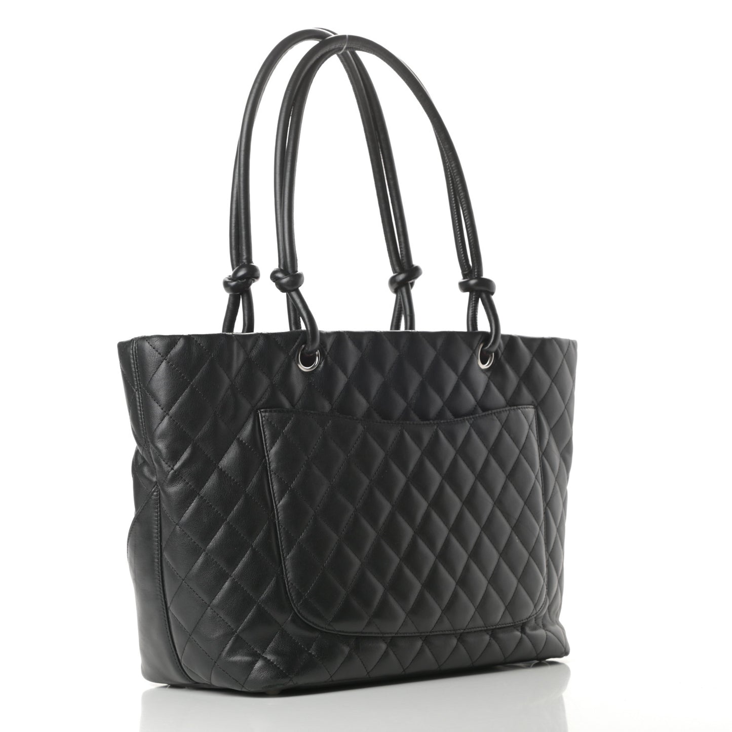 Calfskin Quilted Large Cambon Tote Black White