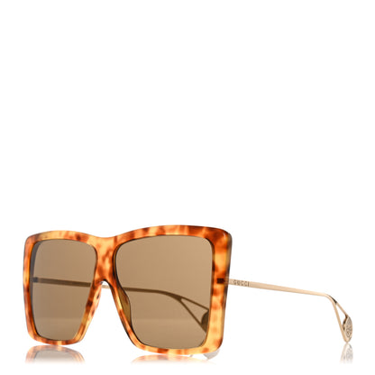 Gucci Acetate Oversize Square Frame GG0434S Sunglasses Havana Yellow 1 of 8