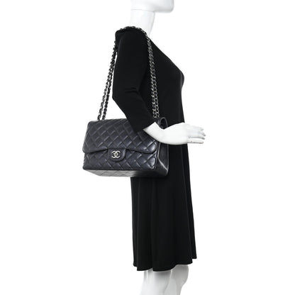 Chanel Iridescent Calfskin Quilted Jumbo Double Flap Charcoal 2 of 9