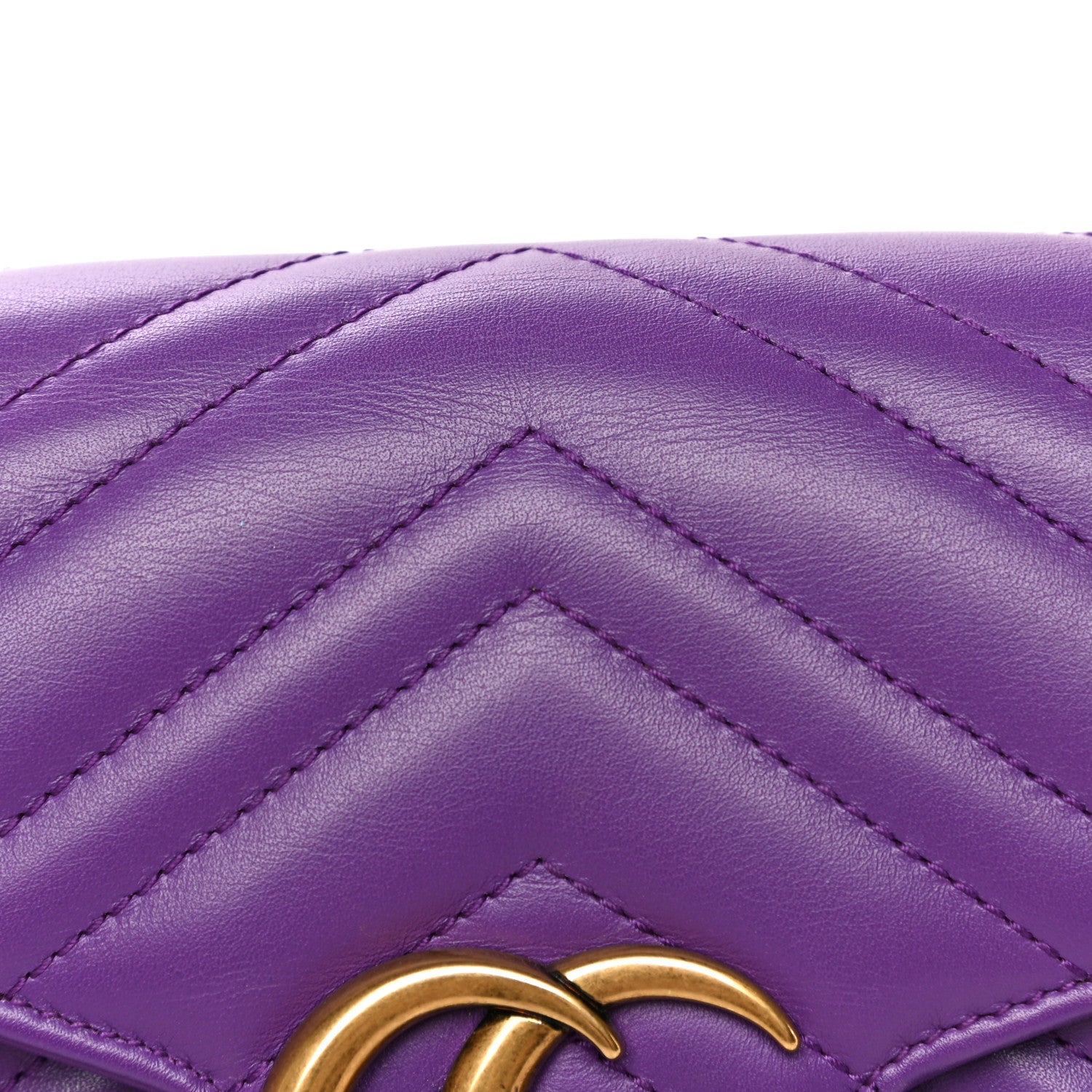 Gucci Calfskin Matelasse GG Marmont Chain Wallet Shine Purple 12 of 12
