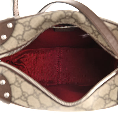 Gucci GG Supreme Monogram Textured Calfskin Square Messenger Bag Beige Ebony New Acero 5 of 9