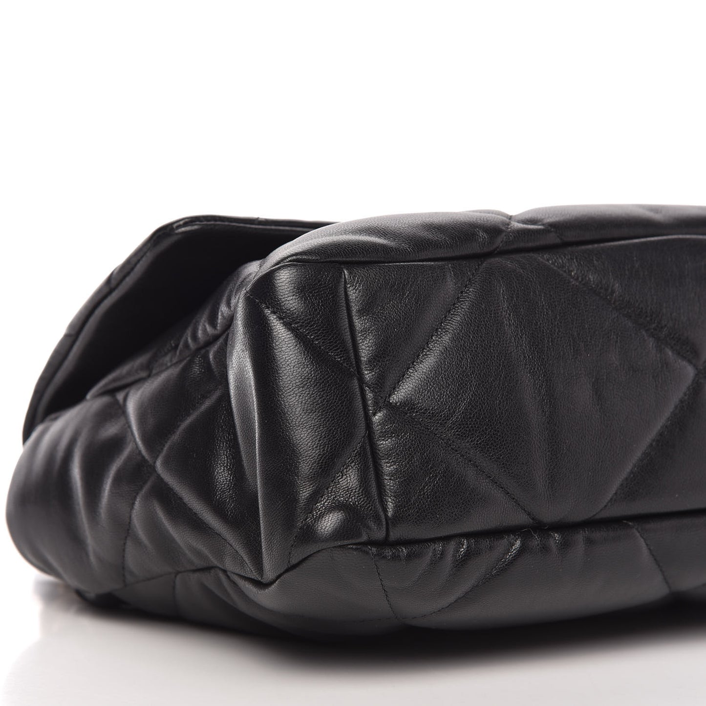 Shiny Goatskin Quilted Large Chanel 19 Flap Black