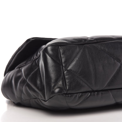 Chanel Shiny Goatskin Quilted Large Chanel 19 Flap Black 6 of 10