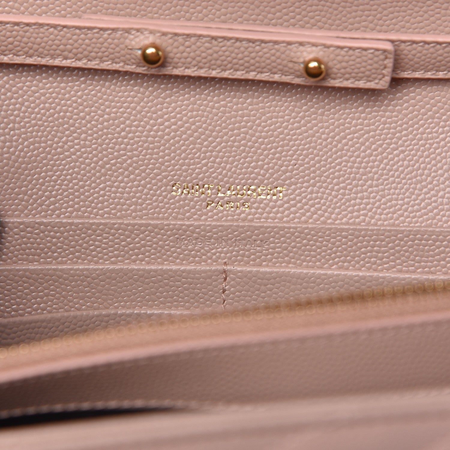 Saint Laurent Grain De Poudre Matelasse Chevron Monogram Chain Wallet Pale Pink 6 of 10