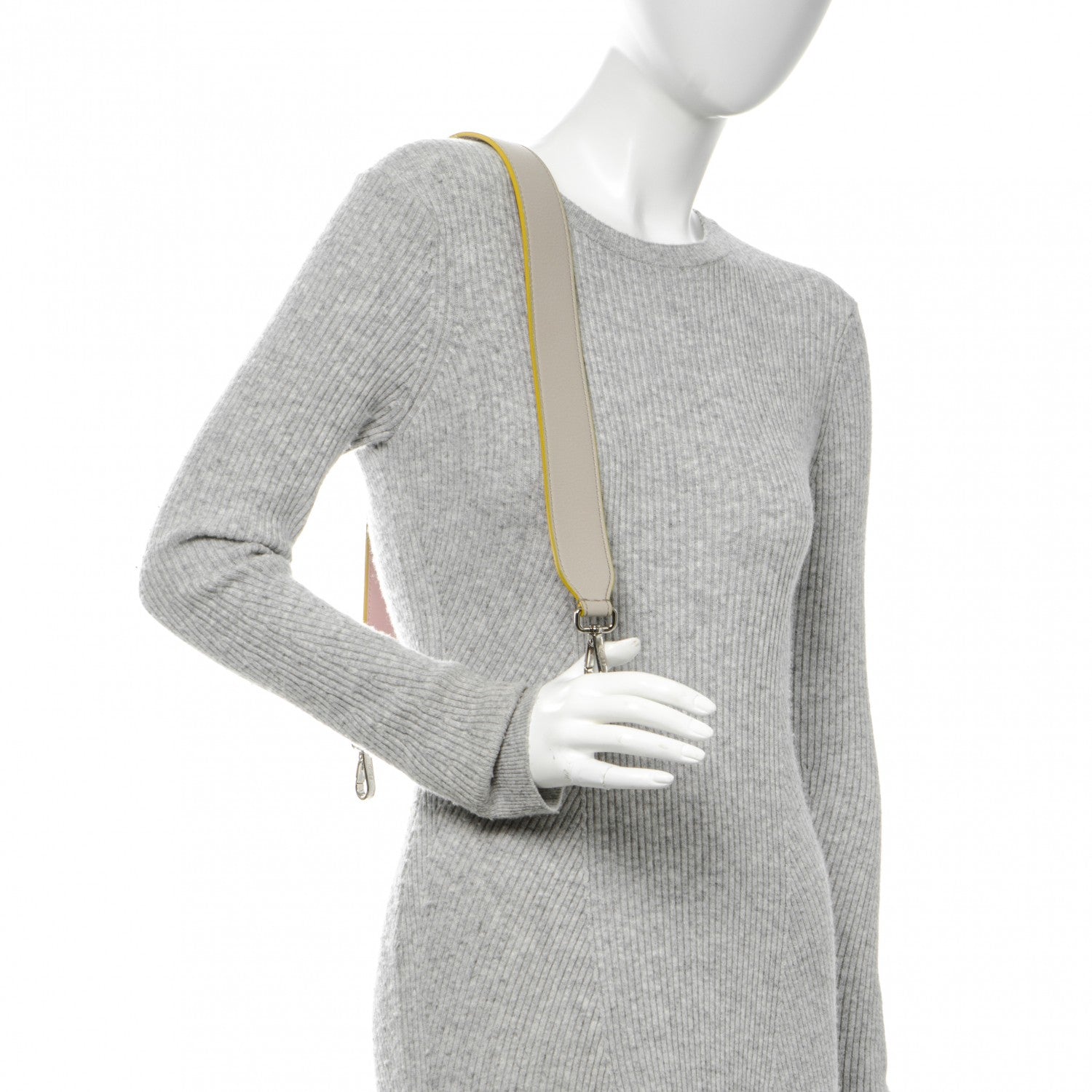 Fendi Vitello Dolce Bi-Color Strap You Grigio Polvere Bubblegum 2 of 6