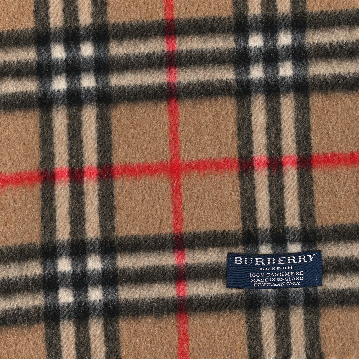 Burberry Wool Cashmere House Check Fringe Scarf Camel 3 of 3