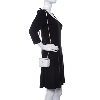 Chanel Lambskin Quilted Small Camellia Bow Vanity Case With Chain White 2 of 10