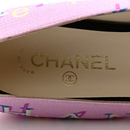Chanel Fabric Grosgrain CC Flats 39 Pink Beige Black 6 of 9