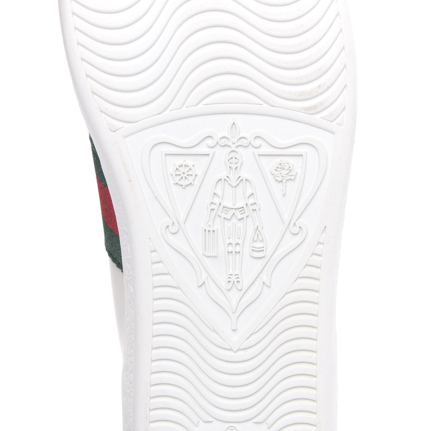 Gucci Calfskin Ayers Bee Embroidered Womens Ace Sneakers 37.5 White Green 7 of 8