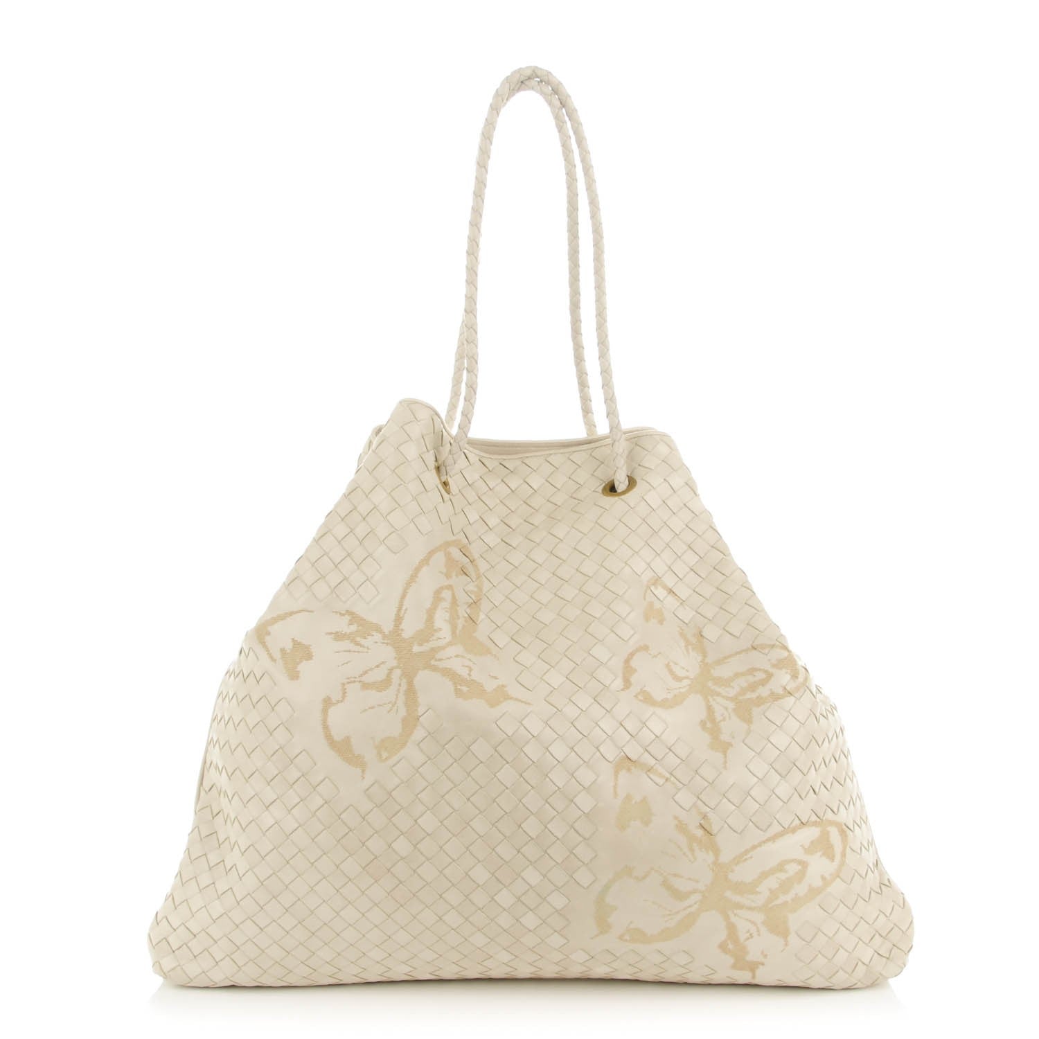 Bottega Veneta Nappa Intreciatto Butterfly Farfalle Tote Cream 1 of 8