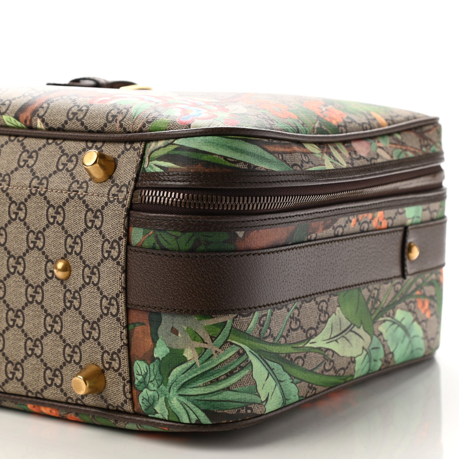 Gucci GG Supreme Monogram Tian Web Suitcase Beige Multicolor New Acero 9 of 11