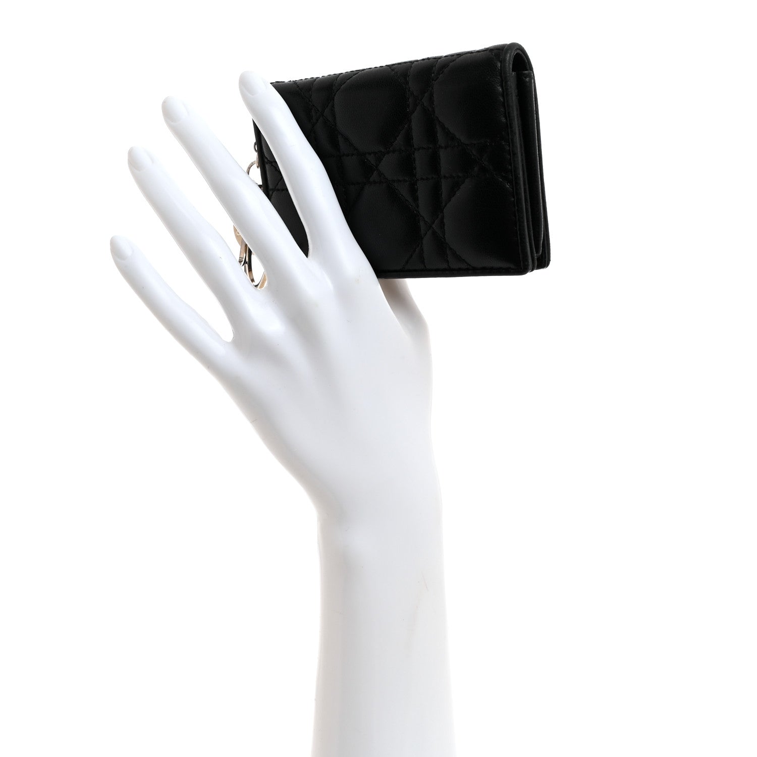 Christian Dior Lambskin Cannage Small Lady Dior Flap Card Holder Black 2 of 8