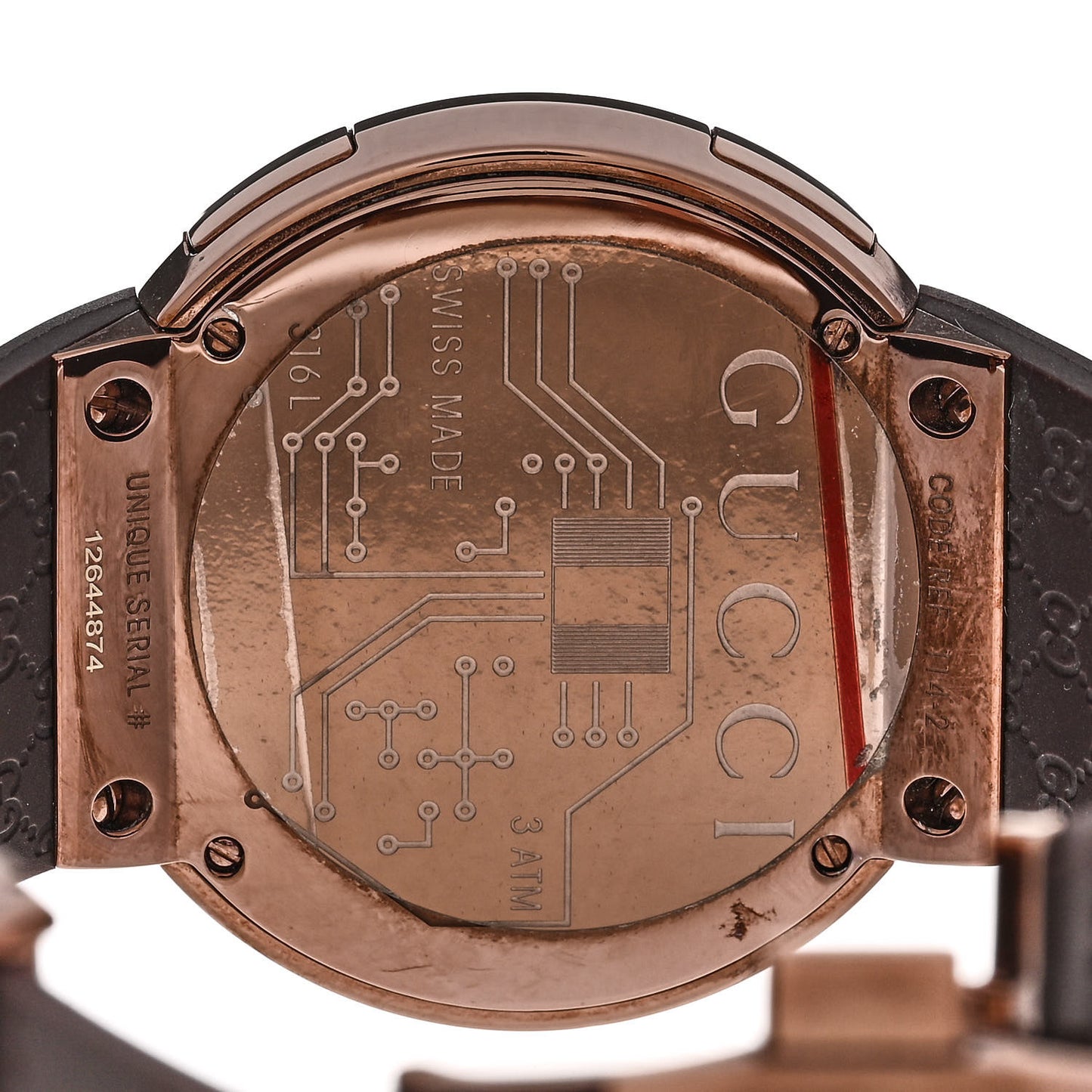 Stainless Steel Rubber 45mm Digital I-Gucci Watch Brown