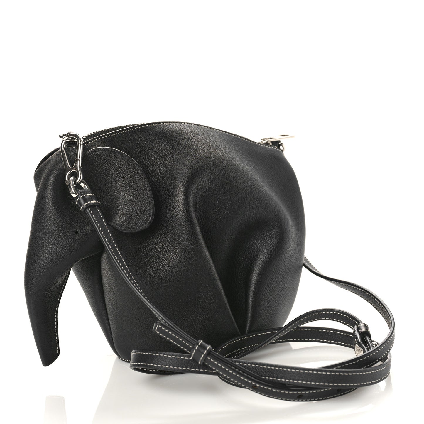Calfskin Mini Elephant Crossbody Bag Black