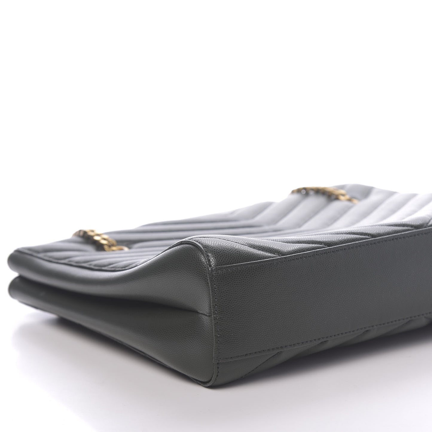 Grain de Poudre Matelasse Chevron Medium Tribeca Shopping Bag Vert Fonce