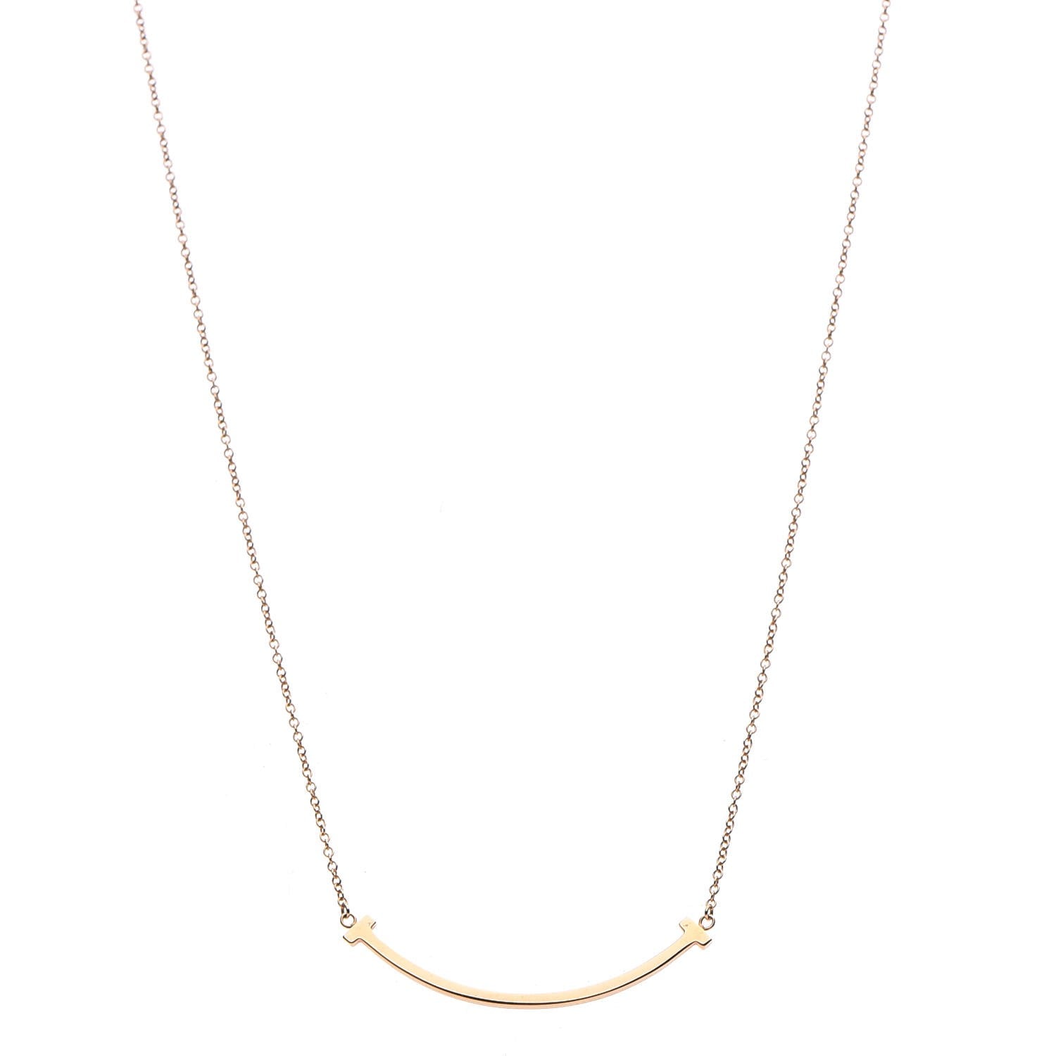 Tiffany 18K Rose Gold Small T Smile Pendant Necklace 1 of 7