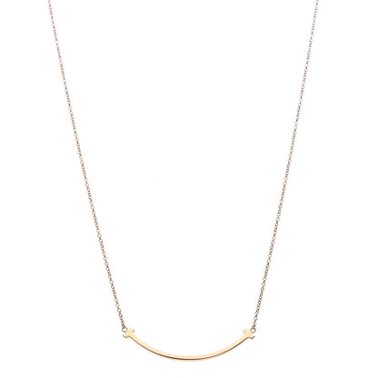 Tiffany 18K Rose Gold Small T Smile Pendant Necklace 1 of 7