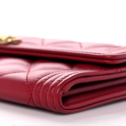Chanel Lambskin Quilted Boy Flap Wallet Red 10 of 10