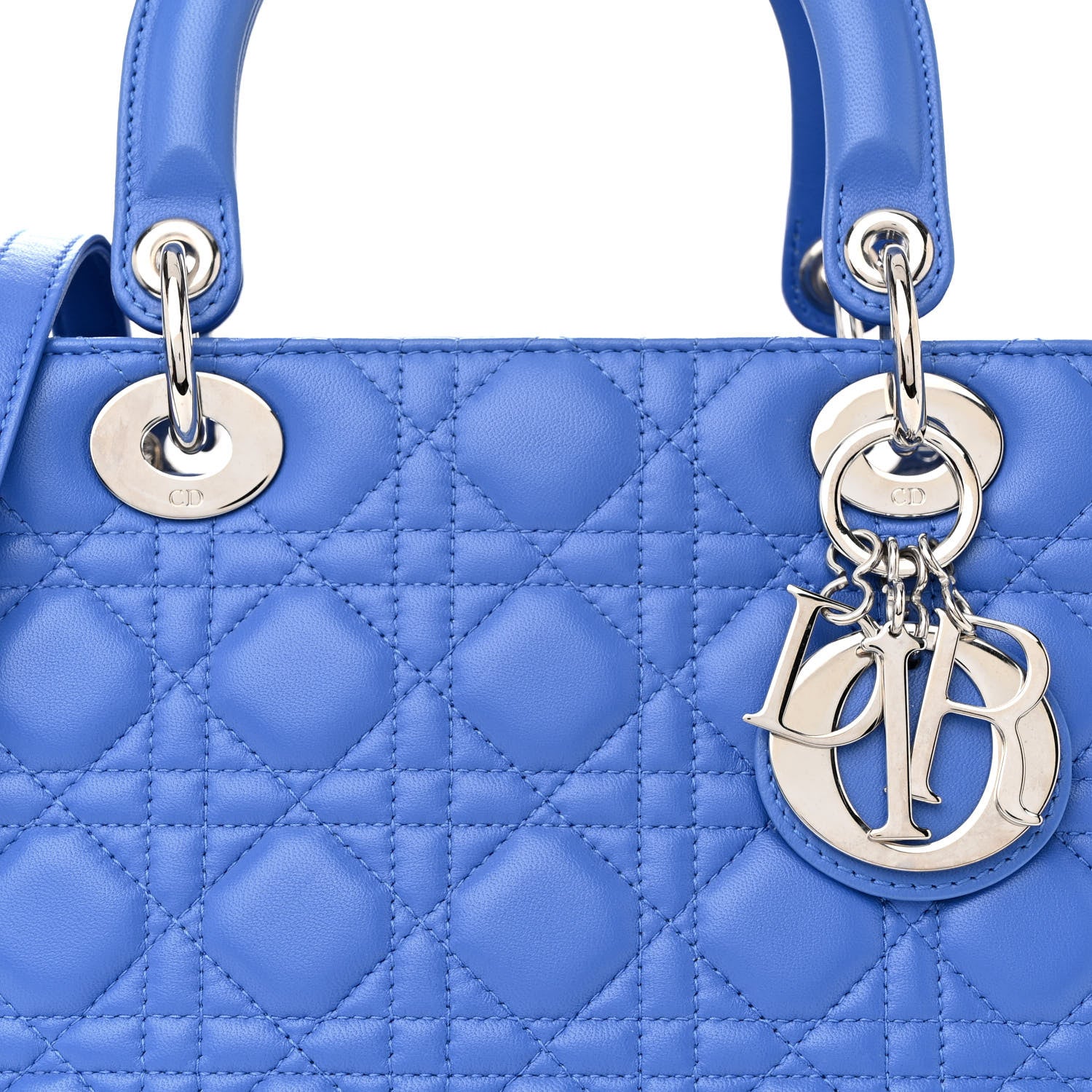 Christian Dior Lambskin Cannage Medium Lady Dior Blue Persan 8 of 12
