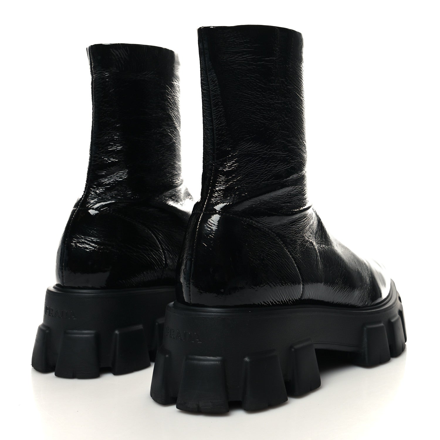 Prada Patent Naplak Tech Monolith 55mm Boots 40 Black 4 of 8