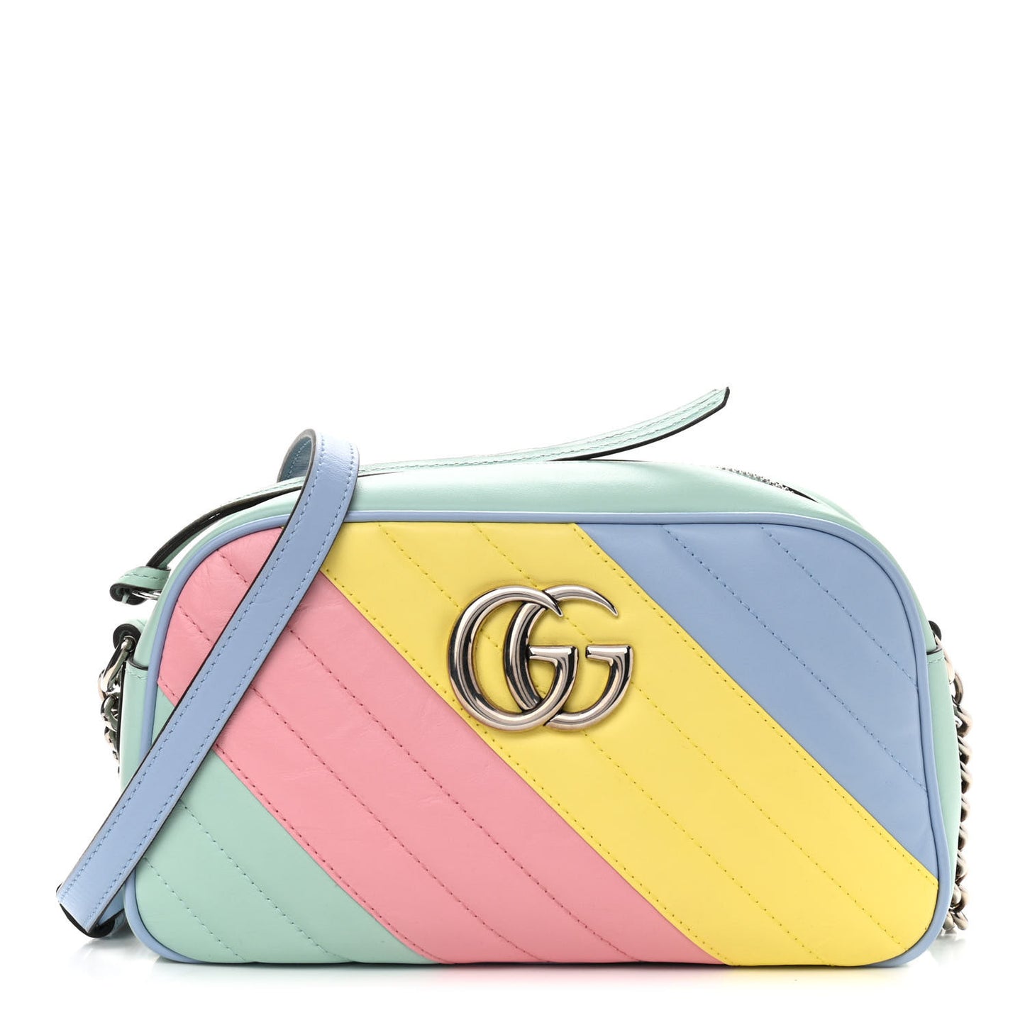 Calfskin Matelasse Diagonal Small GG Marmont Chain Shoulder Bag Multicolor Pastel