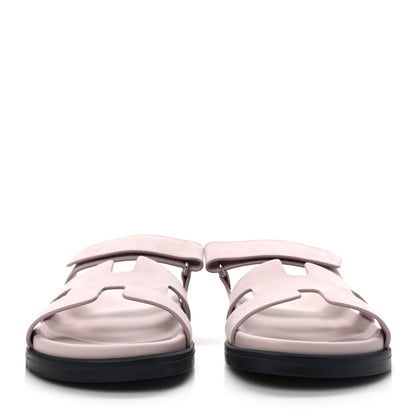 Hermes Suede Goatskin Womens Chypre Sandals 39.5 Rose Porcelaine 2 of 9