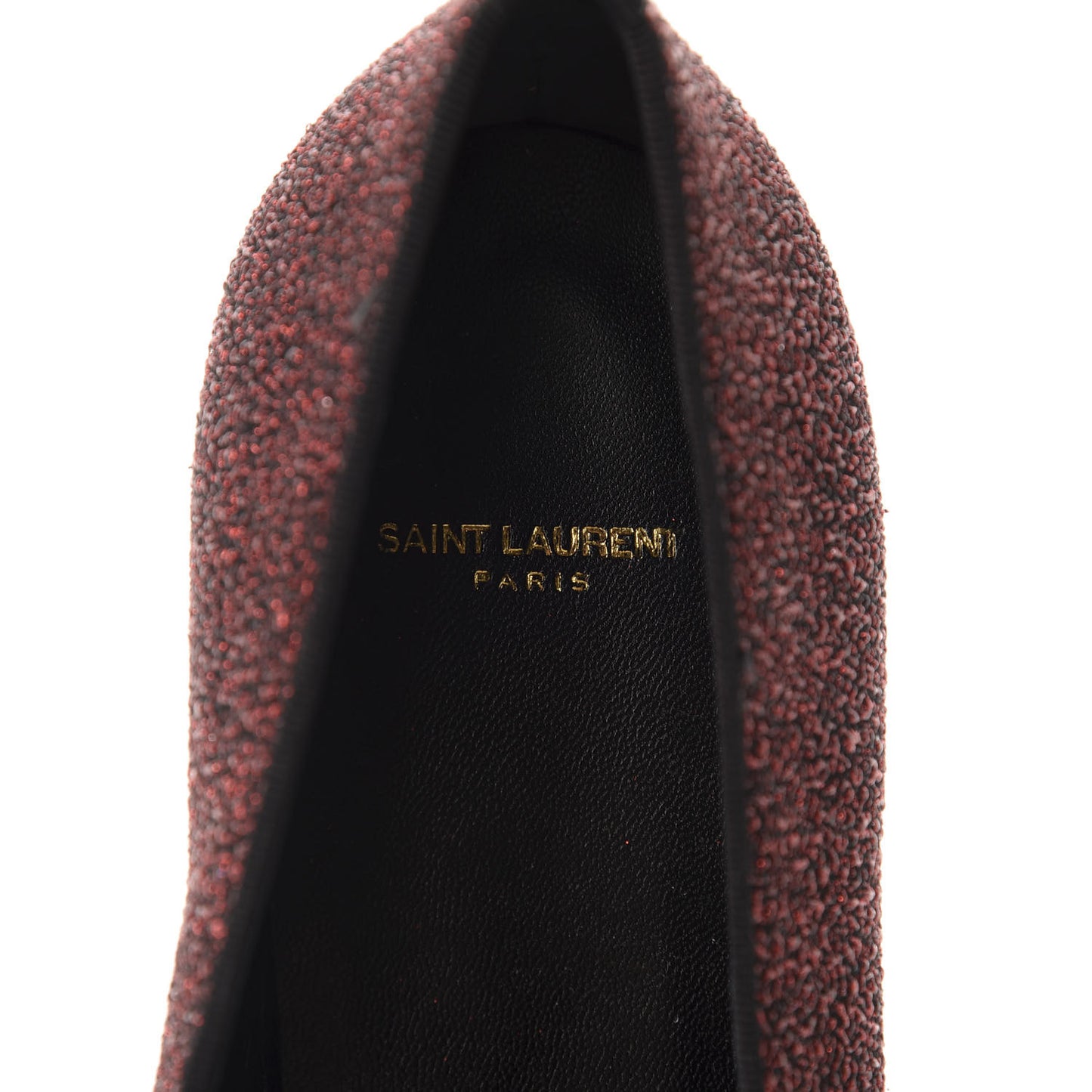 Metallic Calfskin Smoking Slipper Flat Loafers 38 Red Glitter