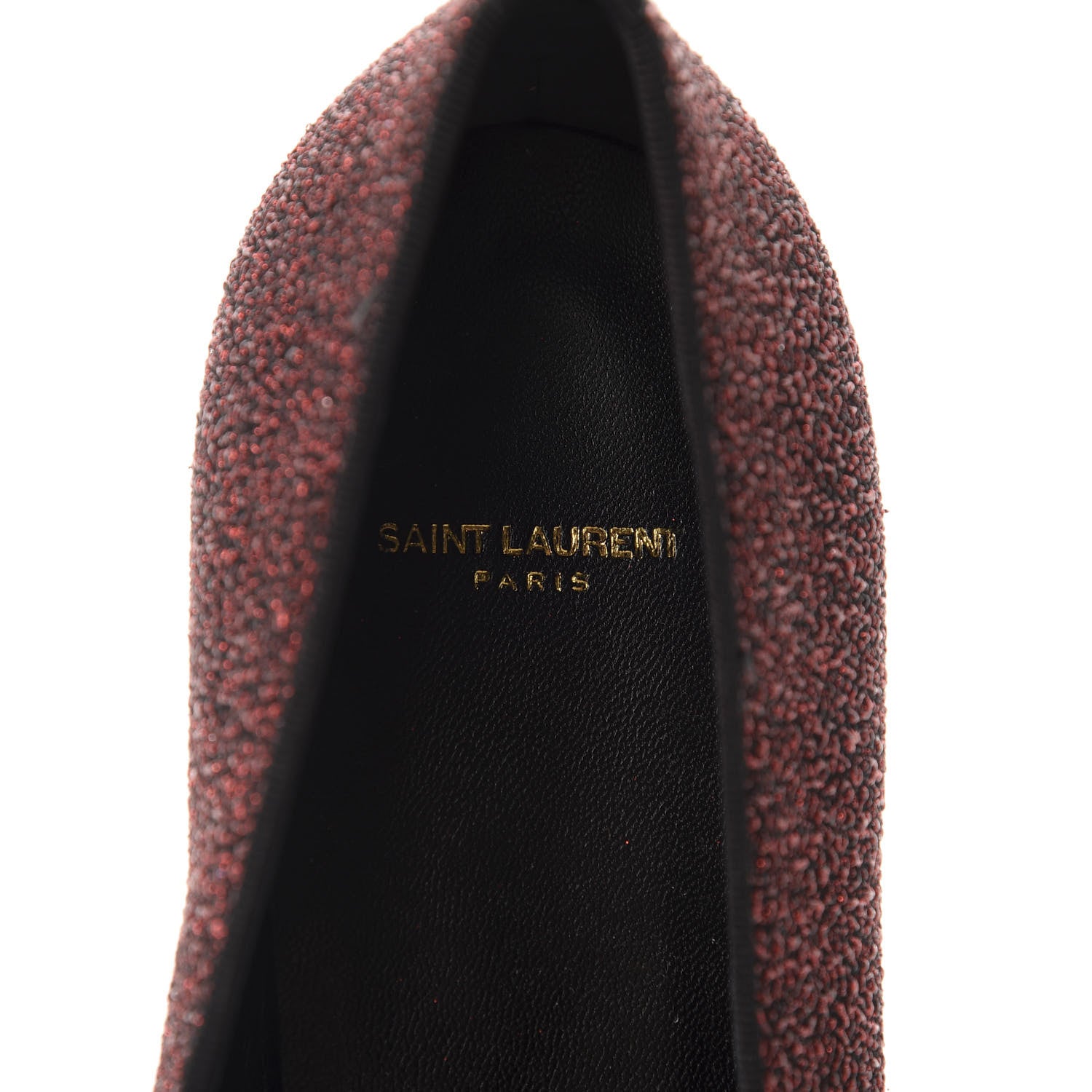 Saint Laurent Metallic Calfskin Smoking Slipper Flat Loafers 38 Red Glitter 8 of 9