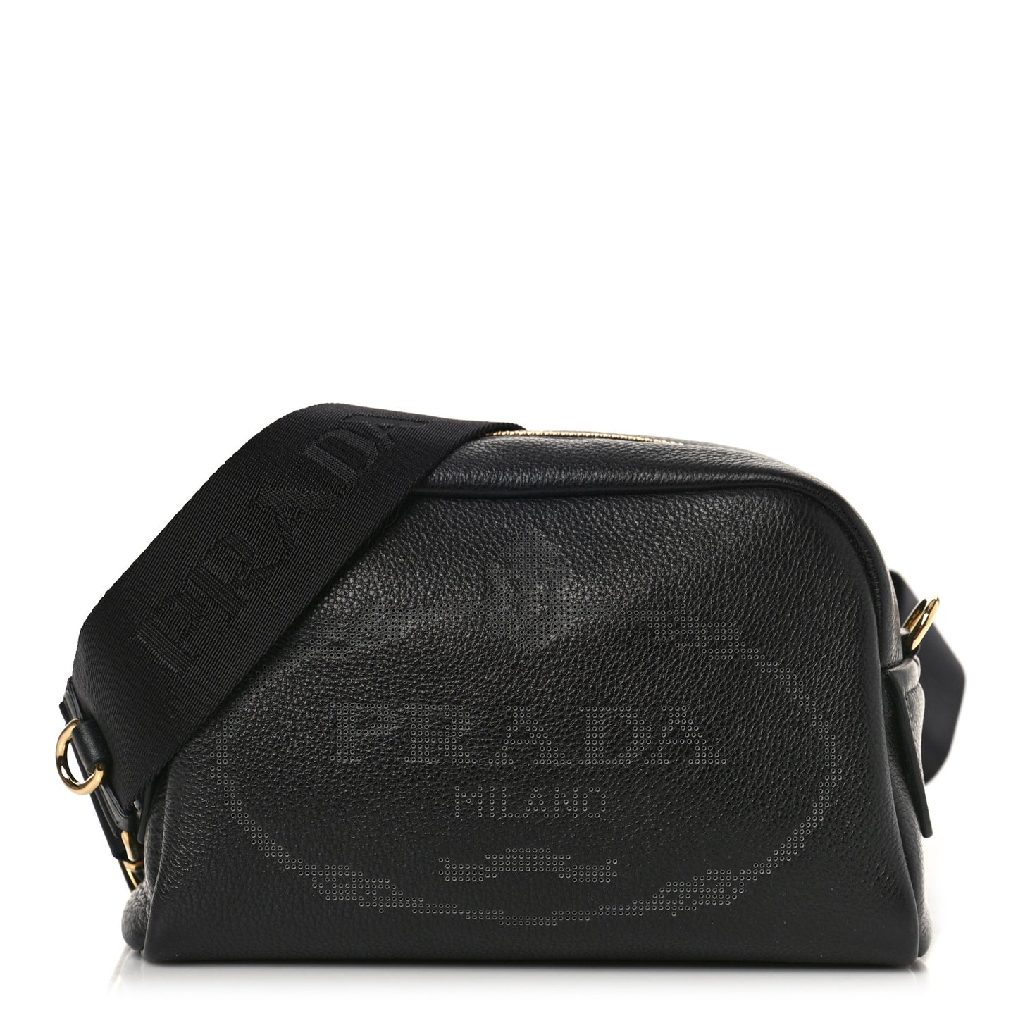 Vitello Phenix Embossed Logo Camera Bag Black