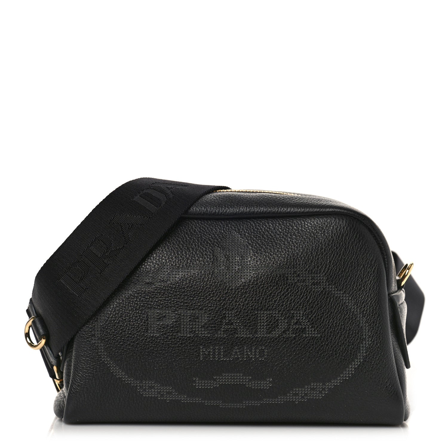 Prada Vitello Phenix Embossed Logo Camera Bag Black 1 of 8