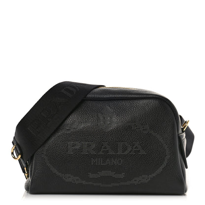 Prada Vitello Phenix Embossed Logo Camera Bag Black 1 of 8