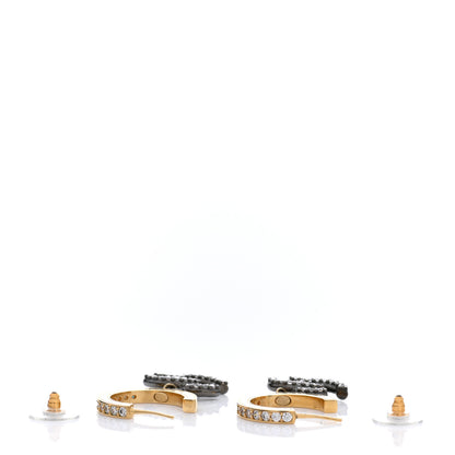 Chanel Crystal Lock Symbols CC Hoop Drop Earrings Gold Ruthenium 3 of 4