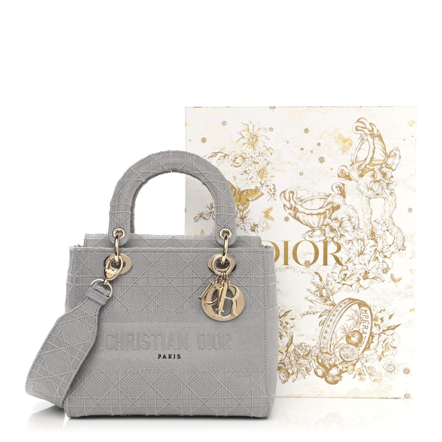 Canvas Embroidered Cannage Medium Lady D-Lite Gray