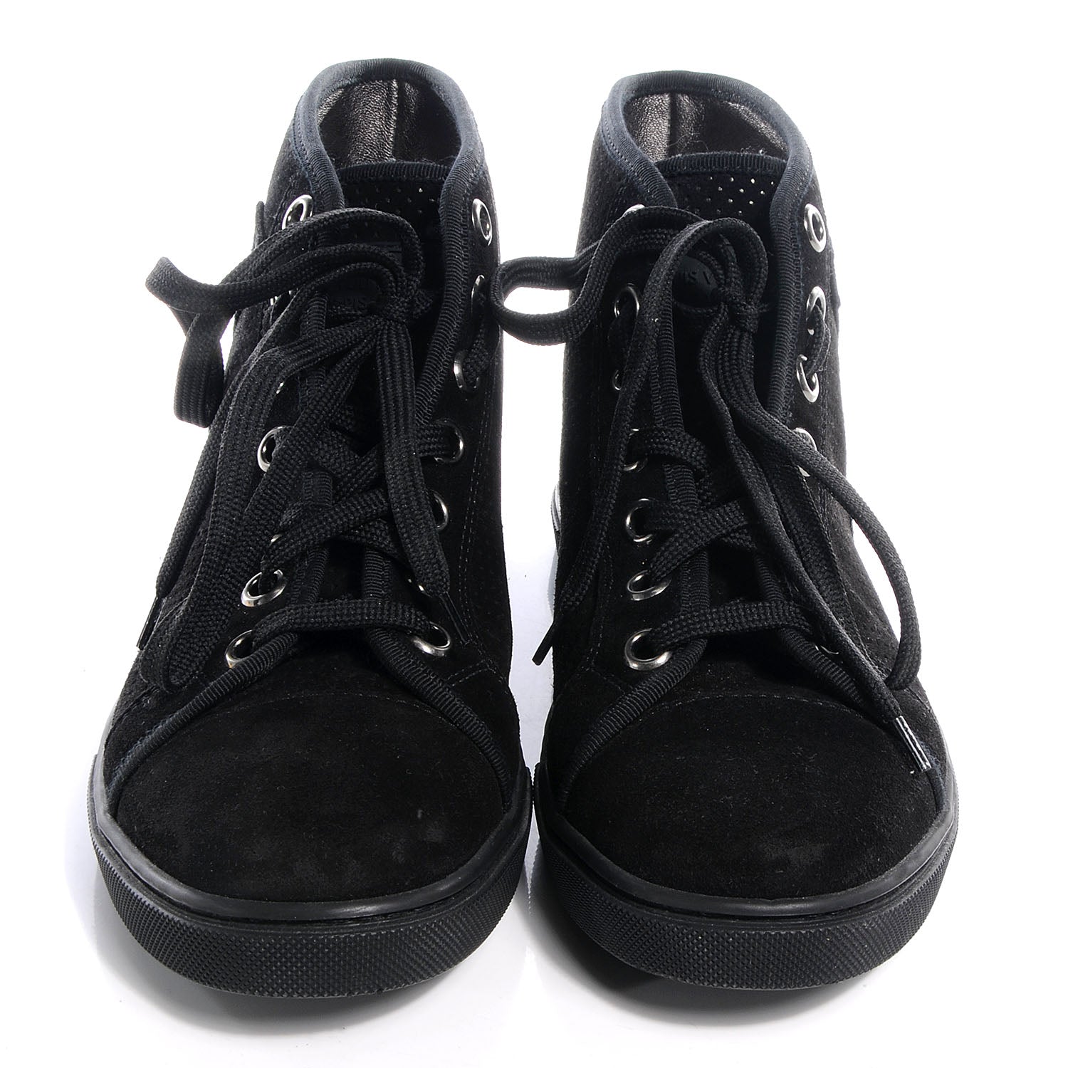 Louis Vuitton Suede Sequins Perforated Punchy High Top Sneakers 38 Black 2 of 6