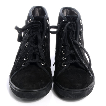 Louis Vuitton Suede Sequins Perforated Punchy High Top Sneakers 38 Black 2 of 6