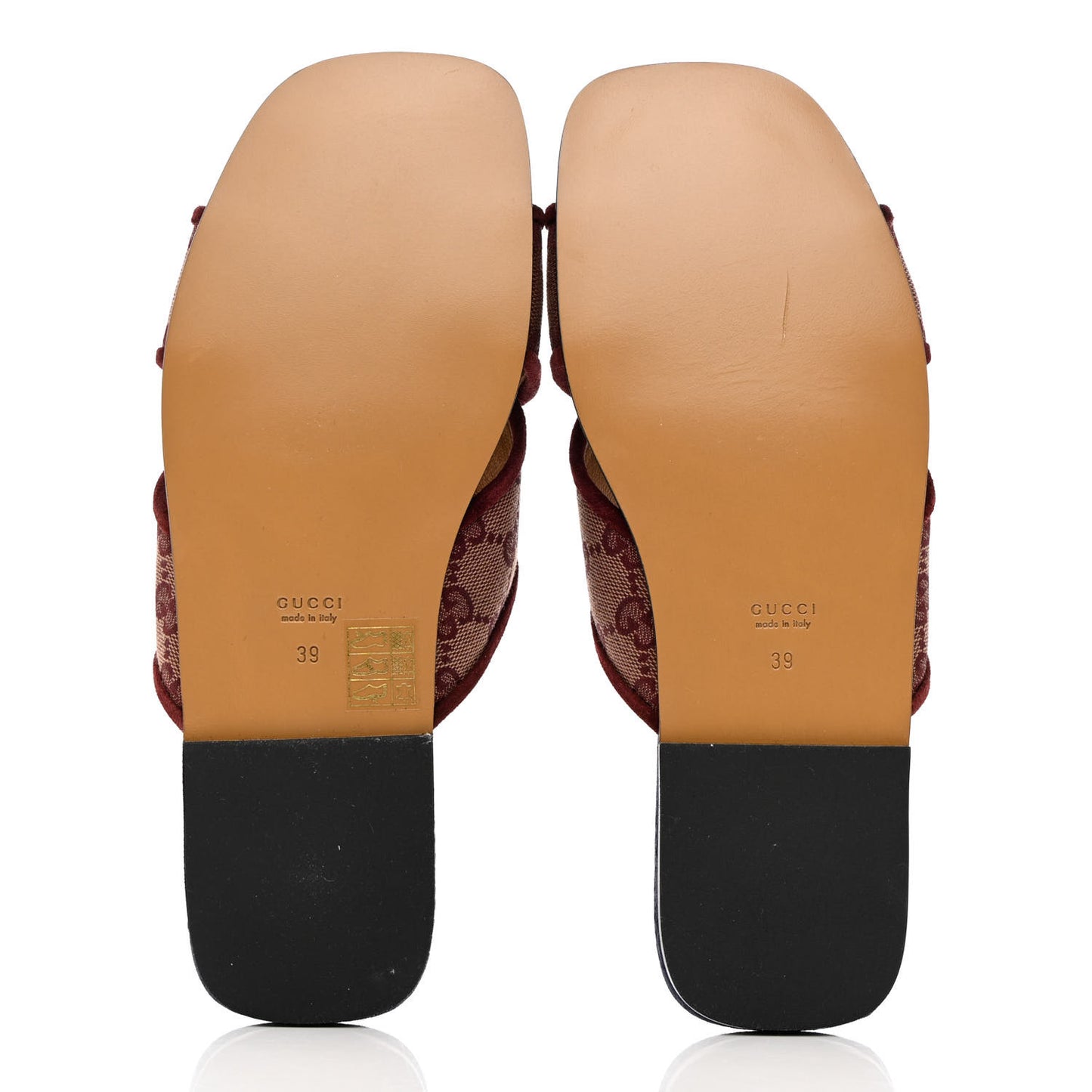 Canvas GG Monogram Womens Criss Cross Slide Sandals 39 Sahara Rubino Chardonnay