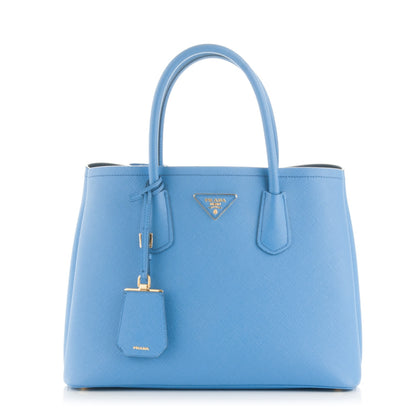 Prada Saffiano Cuir Medium Double Bag Mare Bluette 1 of 6