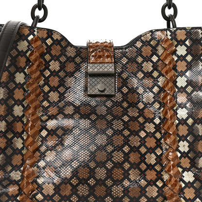 Bottega Veneta Karung Snakeskin Mini Roma Brown Multicolor 9 of 11