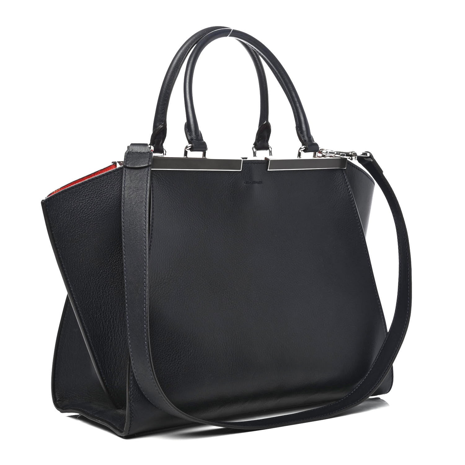 Fendi Vitello Dolce Marmol Shiny Nappa Petite 3Jours Tote Blue Notte 2 of 4