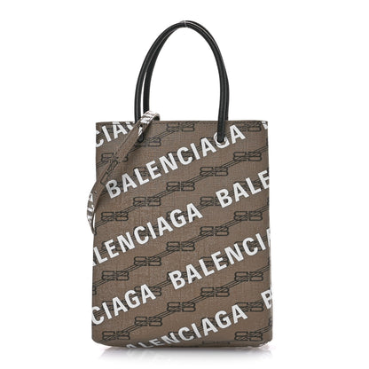 Balenciaga Coated Canvas BB Monogram Allover Logo Shopping Bag Beige Brown Black 1 of 10