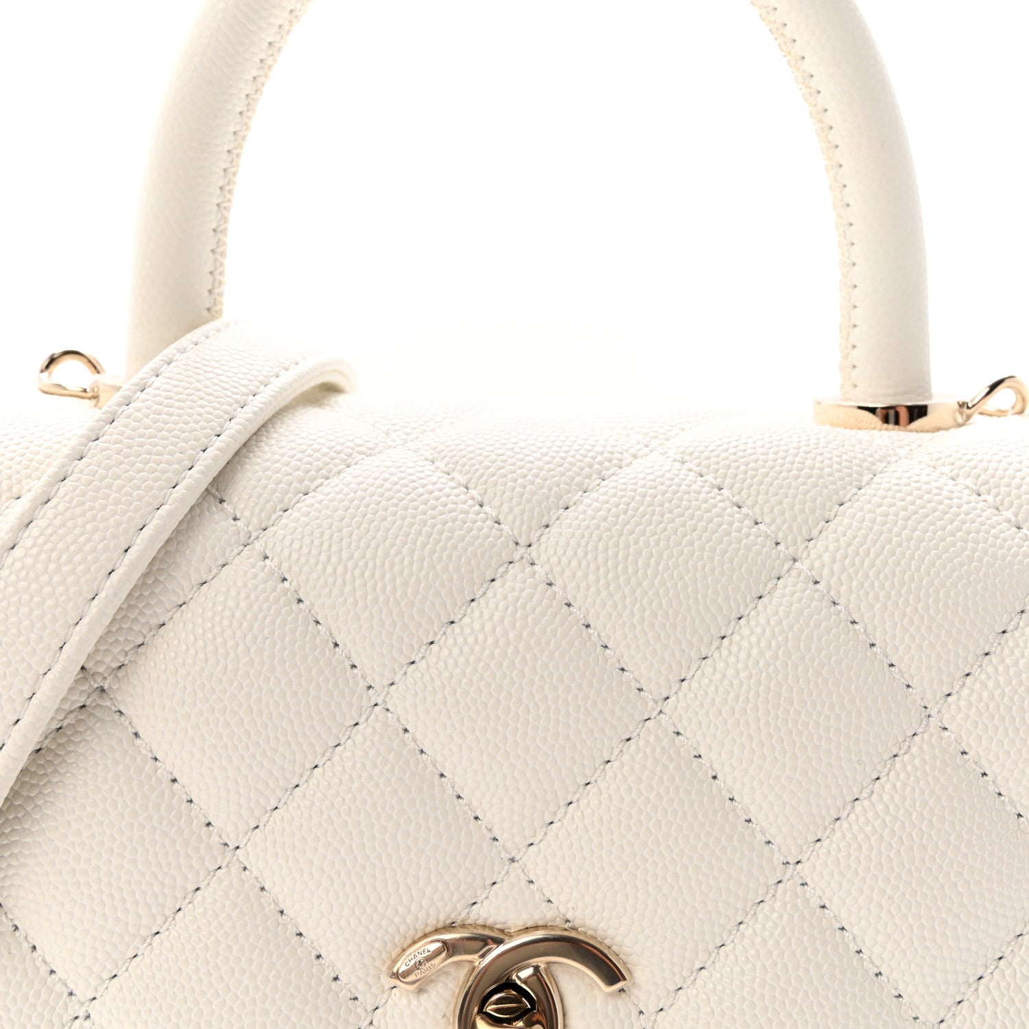 Chanel Caviar Quilted Mini Coco Handle Flap White 8 of 10