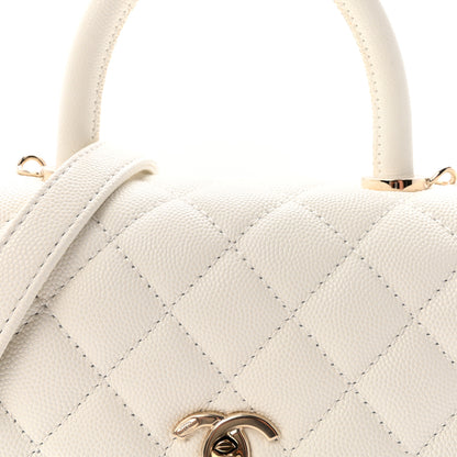 Chanel Caviar Quilted Mini Coco Handle Flap White 8 of 10