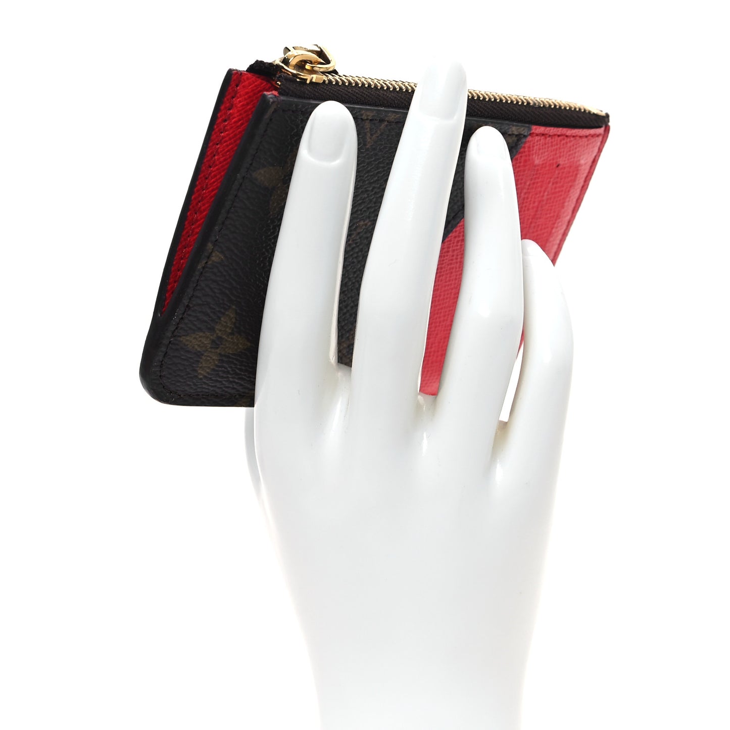 Monogram Zipped Romy Card Holder Red