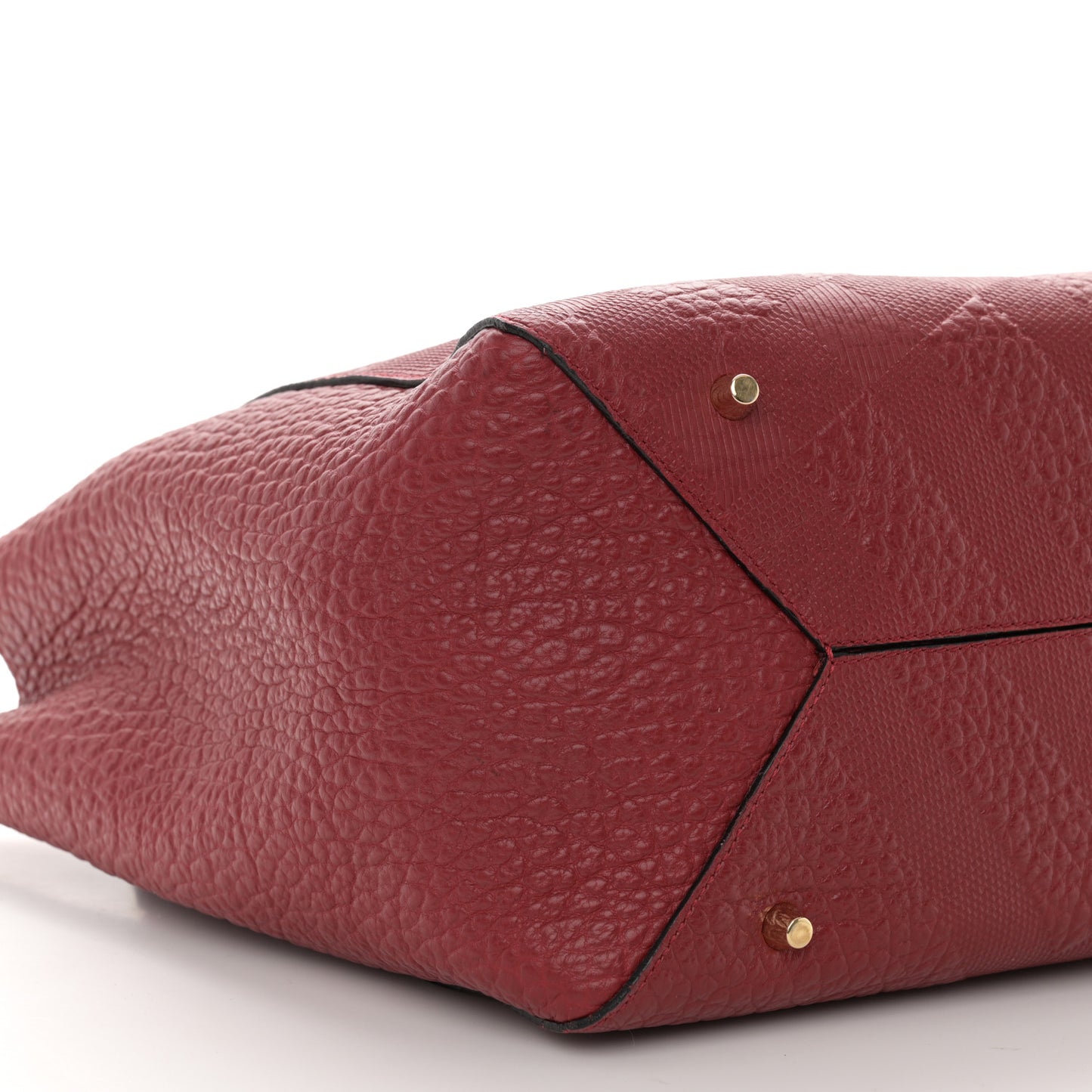 Signature Grain Calfskin Check Embossed Small Canterbury Tote Red